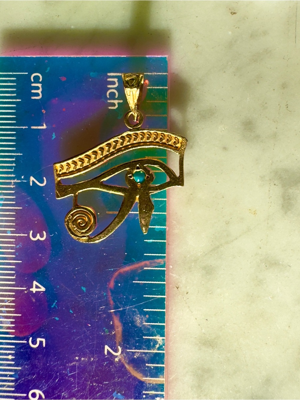 22k Egyptian Eye Pendant - Picture 4 of 12